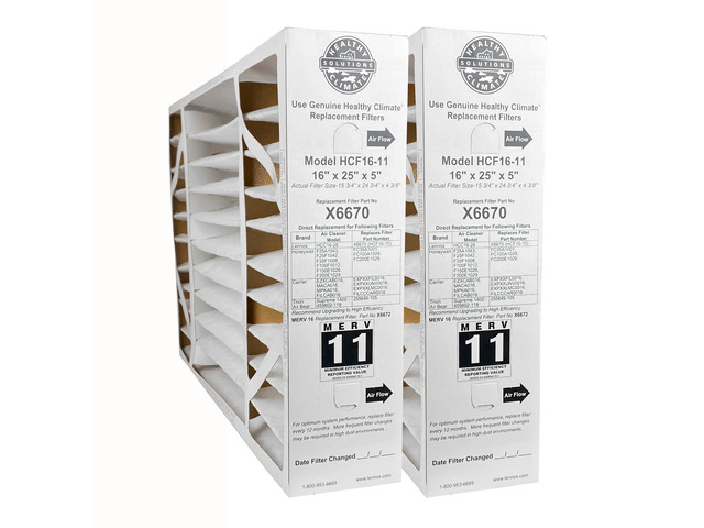 X6670 - (2-Pack) Healthy Climate 16' x 25' x 5' OEM HCF16-11 Air Filter, MERV 11