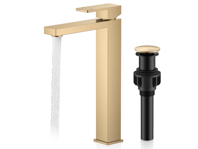 Champagne Bronze Vessel Sink Faucet 1 Handle, Tall Bathroom Faucet Vessel Bowl Faucet with Pop Up Drain & Supply Lines, Lead-Free cUPC & NSF...