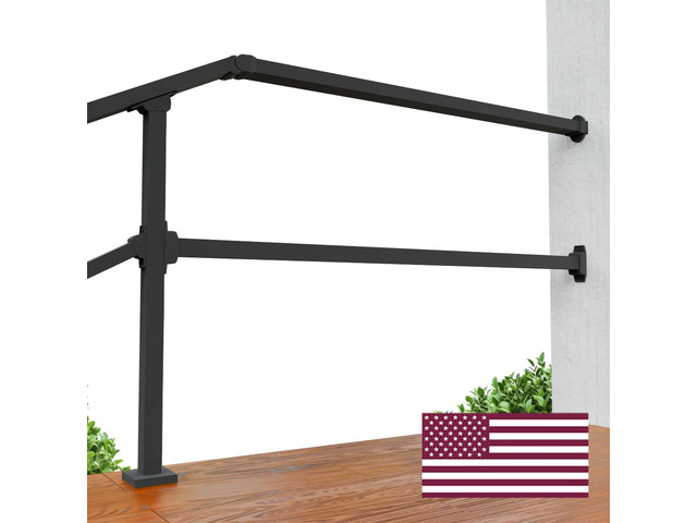 Fence & Rail Hand Rails for Outdoor Steps Extension, 4ft Rectangular Handrail Extension to Wall, Handrails for Step Landings Ideal for Porch, Deck,...