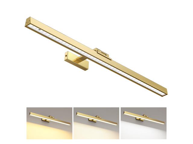 Picture Lights for Wall, Brushed Gold Battery Operated Picture Light 24in Art Light CCT Dimmable Recharging Battery Wall Light with Remote Control...