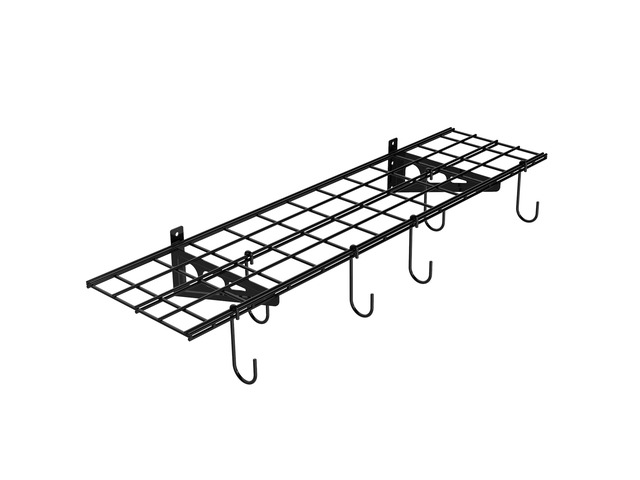 1-Pack 1x4 ft Garage Wall Shelving, Include 6 Bike Hooks, Black Wall Shelf Garage Organization System w/Bike Hangers, Storage Rack, Floating...
