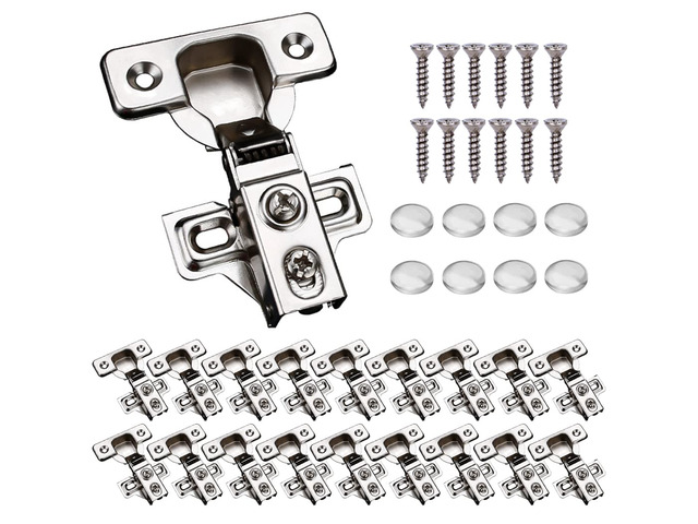 60 Pack Soft Close Cabinet Door Hinges for 1/2 Inch Overlay Cupboard Door, 105 Degree Opening Angel, Stainless Concealed Kitchen Cabinet Hinges...