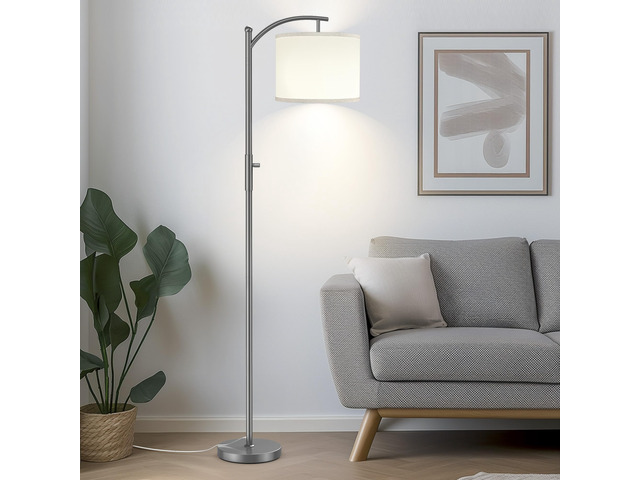 Dimmable Floor Lamp, Arc Floor Lamps for Living Room, Stepless Dimming Modern Standing Lamp with Linen Shade, Tall Lamp for Bedroom Office Dining...