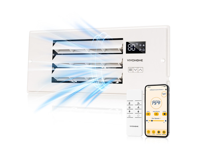 Register Booster Fan - 4'' x 12'' Opening with Adjustable Louver Smart Thermostat & 10-Speed WIFI App Control - AC Vent Fan for Floor, Ceiling,...