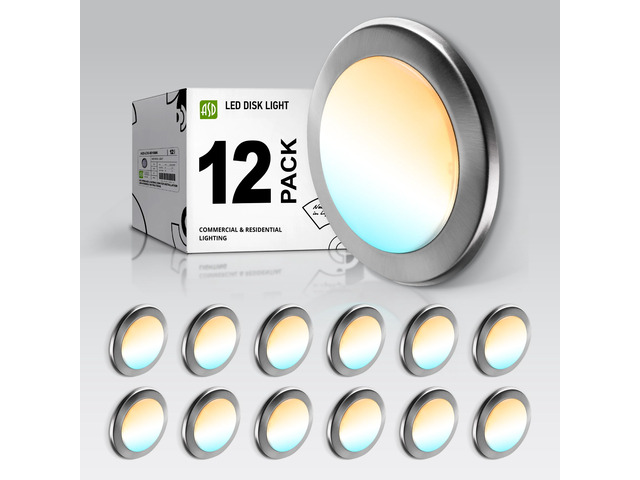 12 Pack Nickel LED Disk Lights 6 Inch, 5CCT Flush Mount Ceiling Light 15W 2700K-5000K 1245LM Dimmable Surface Mount Disk Light, 6 Inch LED Ceiling...