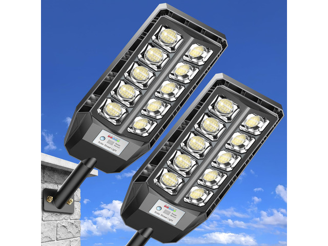 6000W Solar Lights Outdoor for Backyard,Garage and Parking Lot 2-Pack IP67 Waterproof Solar Street Lights,Dusk to Dawn Outdoor Solar Lights with...