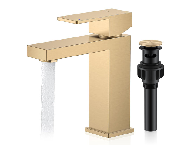 Champagne Bronze Bathroom Faucet 1 Hole, Single Handle Vanity Faucet Bathroom Sink Faucet with Pop Up Drain & Supply Lines, Lead-Free cUPC & NSF...