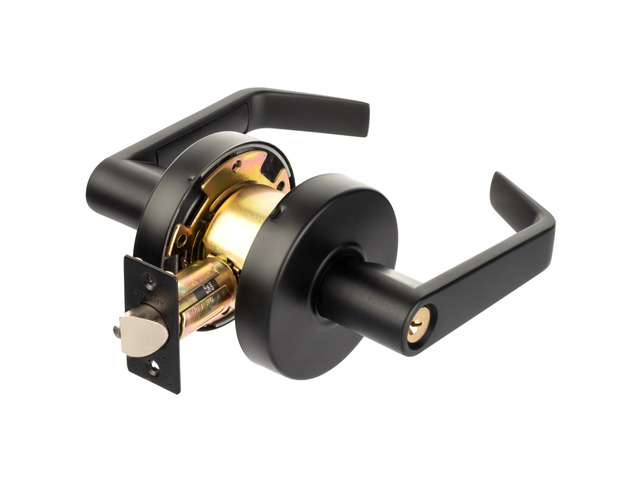 Augusta Classroom Lever Lockset, ADA, Grade 2, Flat Black ADA Compliant Classroom Door Lever Lockset For School, Classroom Or Educational Facility,...