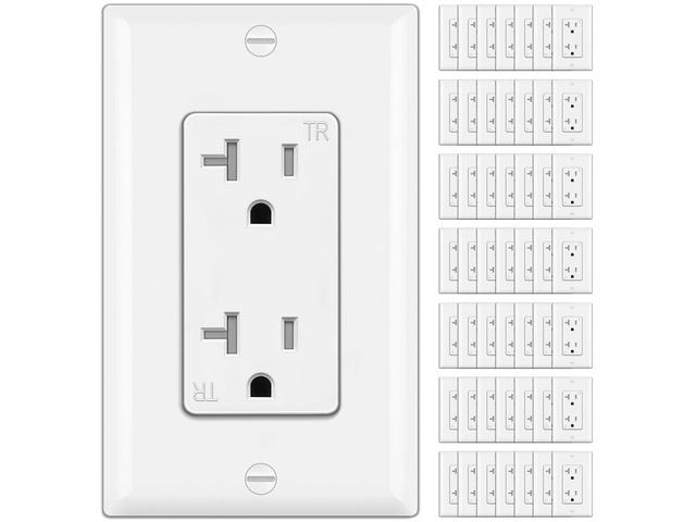 50 Pack 20 Amp Outlet, Tamper-Resistant (TR) Wall Outlet, UL Listed Decorator Receptacle with Wall Plate, 20A/125V/2500W, for Residential and...