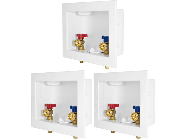 Washing Machine Outlet Box, 1/2' Pex-A F1960 Expansion Fitting Connection x 3/4' MHT Connection, Center Drain with Brass 1/4 Turn Valves...