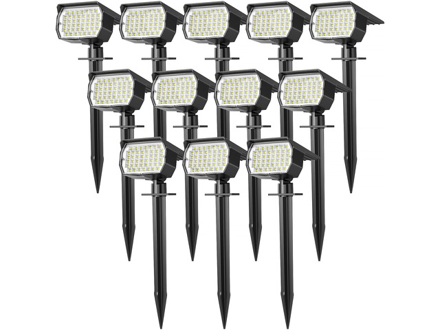 Solar Spot Lights Outdoor Landscape Spotlights 12 Pack Cool White 46LED, 3 Mode, Auto On/Off Landscape Spotlights Solar Powered Flood Lights for...
