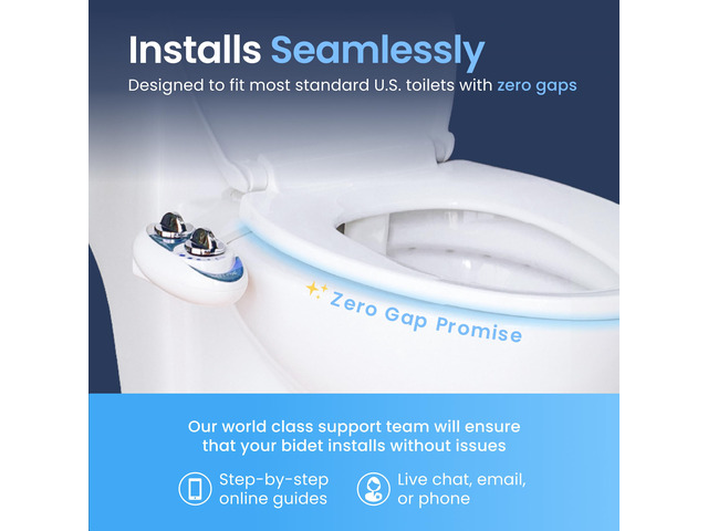 NEO 185 - Bidet Attachment for Toilet Seat, Gold Non-Electric, Dual Nozzle, Self-Cleaning, Adjustable Water Pressure, Rear & Feminine Wash