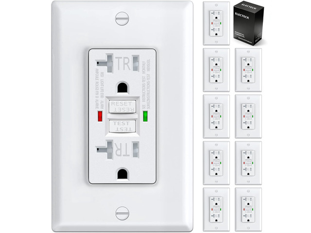 10 Pack 20A GFCI Outlets, TR Self-Test GFI Receptacle, UL Listed Slim Design, Tamper Resistant with LED Indicator, Ground Fault Circuit...