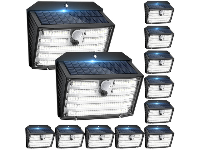 [12 Packs] Solar Motion Lights Outdoor, Ultra Bright Solar Fence Lights with Motion Sensor, IP65 Waterproof Security Light 3 Modes, 270° Lighting...