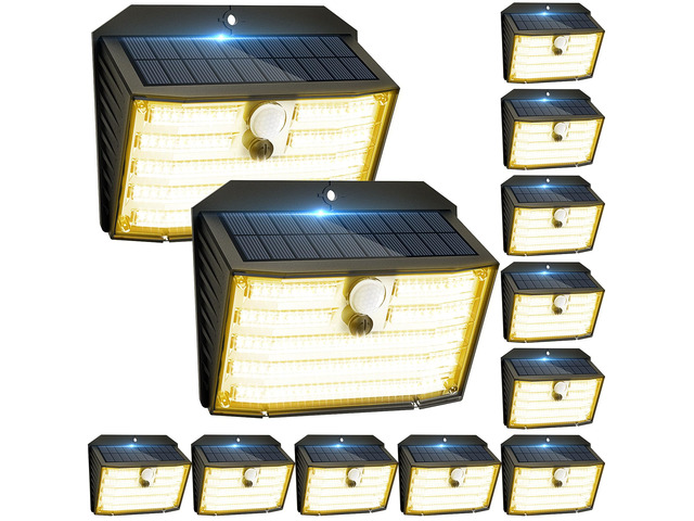[12 Packs] Solar Motion Lights Outdoor, Ultra Bright Solar Fence Lights with Motion Sensor, IP65 Waterproof Security Light 3 Modes, 270° Lighting...