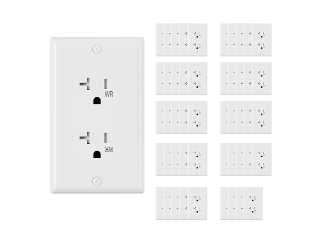 Glossy White Decorator Wall Receptacle Outlets, TR Tamper Resistant & WR Weather Resistant, 20A 125V Electrical Outlet with Wall Plate,...