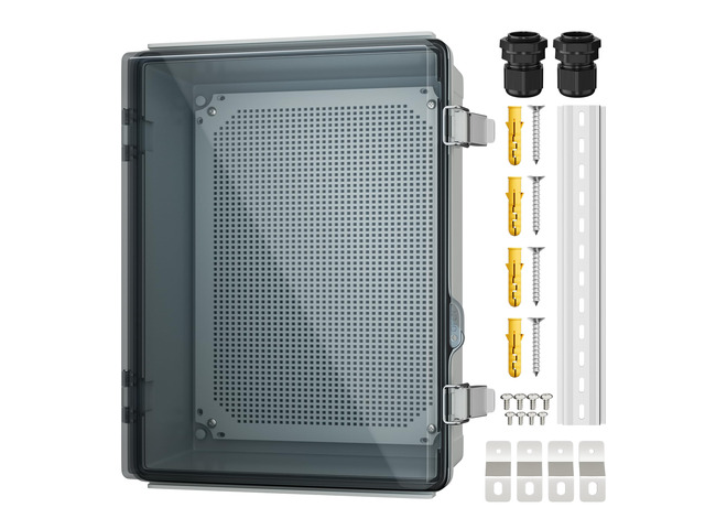 Electrical Box Weatherproof Plastic Junction Box 15.7x11.8x7.1 Outdoor WiFi Nema 4 Enclosure Clear Cover for Electric Connection Exterior Project
