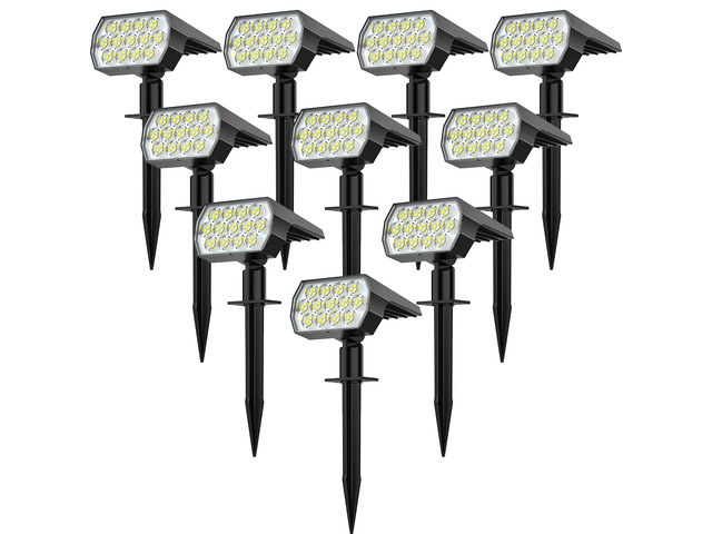 Solar Lights Outdoor, IP68 Waterproof, 65 LED, Cool White, 10 Pack 3 Lighting Modes, Long Lasting, Dimmable, Luces Solares Para Exteriores for...