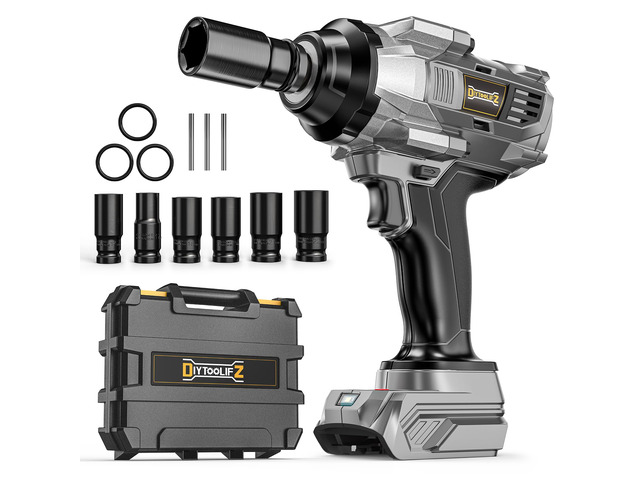 1500Nm Cordless Impact Wrench 1/2' Compatible with Dewalt 20V 1110 Ft-Lbs Brushless Motor; 3-Speed; 6 Pcs Sockets & Storage Case; For Tire Removal,...