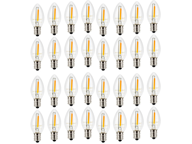 Night Light Bulbs, C7 Candelabra Bulb, LED Light Bulbs with E12 Chandelier Base, 0.5 Watt (4W 5W 6W 7W Incandescent Equivalent), 50LM, Warm White,...