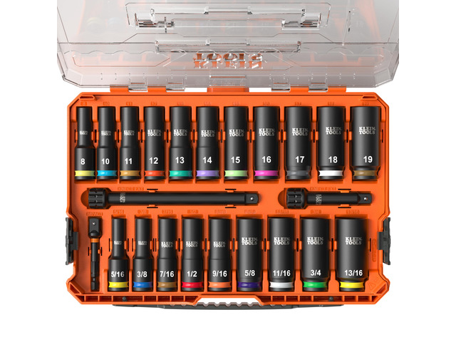 65121IMPCT KNECT Deep-Well 3/8-Inch Drive Impact Socket Set, SAE and Metric, 23-Piece Tool Set, Impact Driver Adapter, Multi-Purpose Wrench...