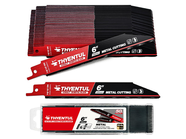 50 Pack,6 inch,14/18 TPI,Reciprocating Saw Blade Set,M42 Teeth with Cobalt Bi-Metal Blades, for Automatic Dismantling Sawzall Blades for 1/16-5/16...