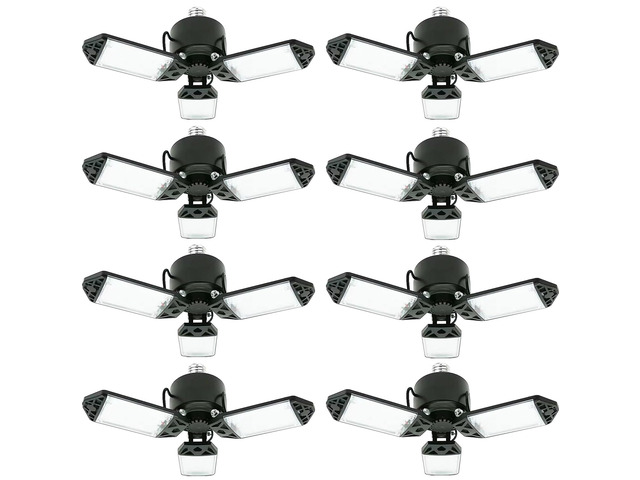 LED Garage Light, 80W 8000 Lumen Ceiling Lights with 3 Adjustable Panels, 6500K Daylight Light Bulb Fixture LED Lights for Garage, Workshop (80W...