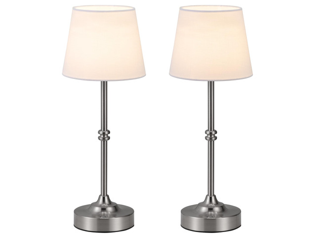 Rechargeable Cordless Table Lamp Silver - 2 Pack 4000mAh Battery Operated Lamp, 3000K Warm Light, Touch Control Stepless Dimming, for Bedside,...