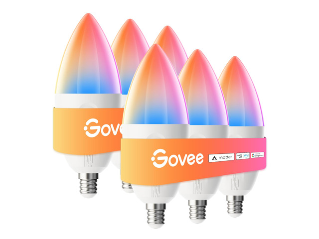 Smart E12 Led Bulb, RGBWW Color Changing, 2.4GHz Only, 450 LM, 6 Pack Work with Matter, Alexa, Google Assistant, WiFi Candelabra Bulbs 40 Watt...