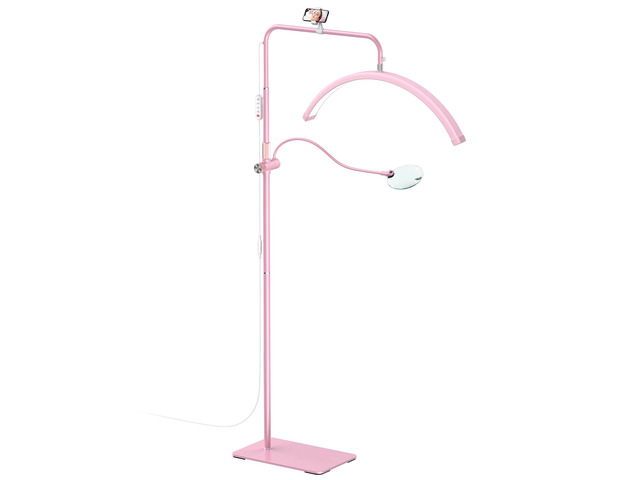 Half Moon Lash Light - Adjustable LED Floor Lash Lamp with 4X Magnifier & Phone Holder for Eyelash Extensions,Nail Art,Tattoo,Skincare,Salon...