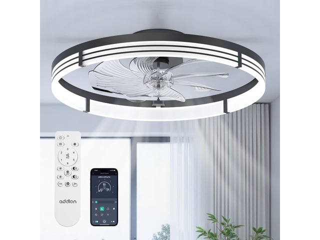 24' Low Profile Fandelier Ceiling Fans with Lights and Remote, Black Wider Airflow, 3000-6000K Dimmable LED, 6 Speeds, Reversible DC Motor, Remote...