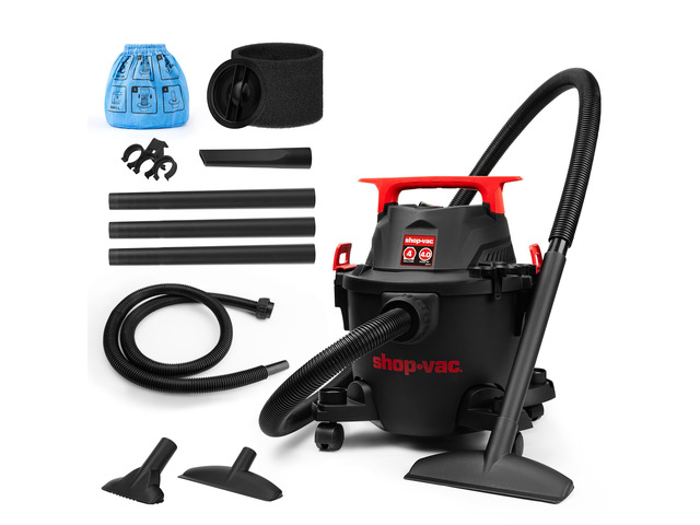 5430112 4 Gallon 4 Peak HP Wet/Dry Vacuum with Blower Function 1.25' x 6-ft Hose, 10-ft Cord, Powerful Suction, Durable & Portable, Ideal for...