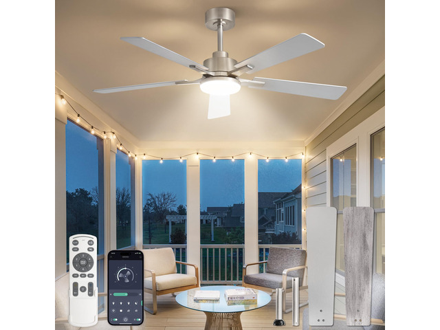 52 Inch Ceiling Fans with Lights DC Motor, Remote & APP Control Dimmable, 3CCT, 6 Speed, Memory Function, Timer, Dual-Sided Reversible Blade,...
