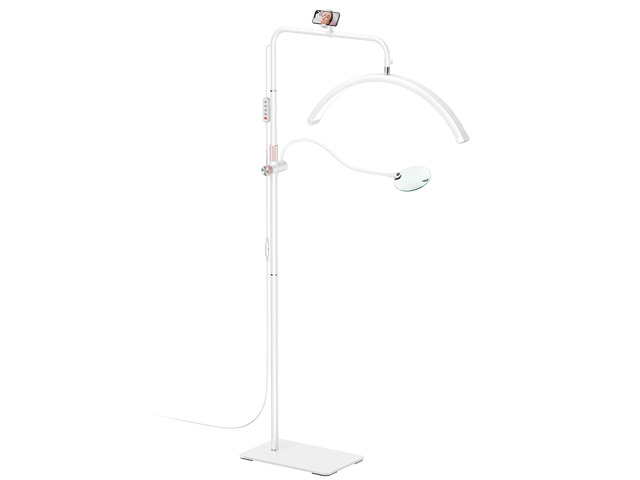 Half Moon Lash Light - Adjustable LED Floor Lash Lamp with 4X Magnifier & Phone Holder for Eyelash Extensions,Nail Art,Tattoo,Skincare,Salon...
