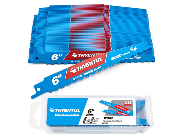 50 Pack 6in 6/12TPI Stud and Nail-Embedded Saw Blades,Bi-Metal Demolition Reciprocating Saw Blade for Nail-Embedded Wood Cutting,Garden...