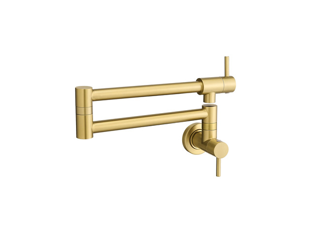 Pot Filler Faucet Brushed Gold for Kitchen Over Stove 22.5 Inch Wall Mount Folding Stretchable Kitchen Stainless Steel Pot Filler Double Joint...