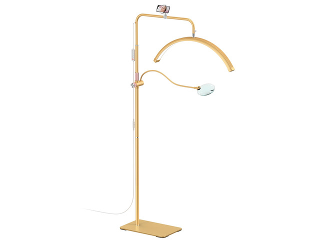 Half Moon Lash Light - Adjustable LED Floor Lash Lamp with 4X Magnifier & Phone Holder for Eyelash Extensions,Nail Art,Tattoo,Skincare,Salon...