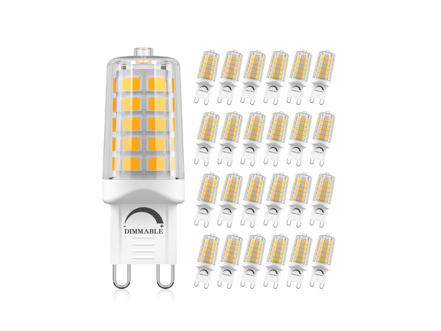 24 Pack G9 LED Bulb 4W 3000K Soft Warm White T4 Dimmable 24-Pk 4W G9 LED, 40W Equiv, 450LM, Smooth Dimmable, No Flicker, Eye-Safe, Standard G9 Base...