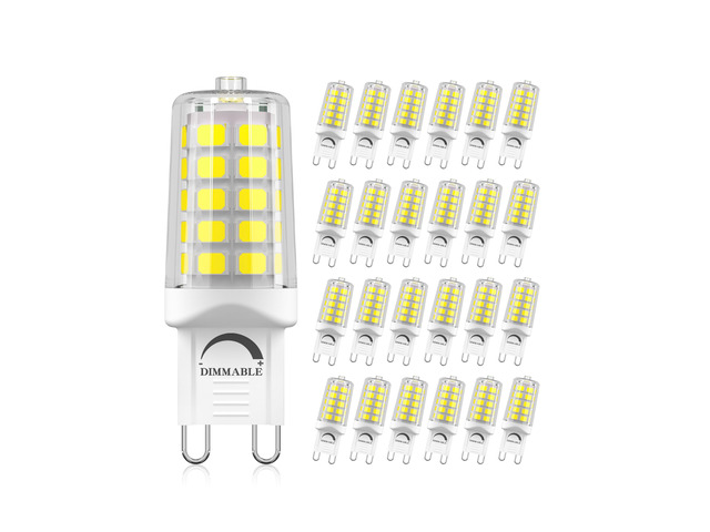 24-Pk G9 LED 4W, 6000K Daylight, Dimmable Ceramic Base Bulb, 450LM 24-Pk 4W G9 LED, 40W Equiv, 450LM, Smooth Dimming, Flicker-Free, Ceramic Base...