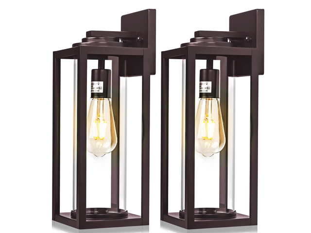 16in Large Outdoor Wall Lights for House, Oil Rubbed Bronze,2 Pack Anti-Rust, Waterproof, Brown Exterior Lanterns with Clear Glass, Modern...