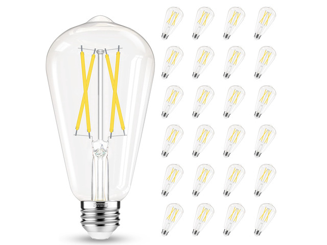 E26 Bulb, Non-Dimmable Edison Bulbs 60 watt Equivalent LED, 4000K Daylight White, ST58 Vintage Light Bulbs, 90+ CRI, 6W 600LM, E26 Medium Base,...