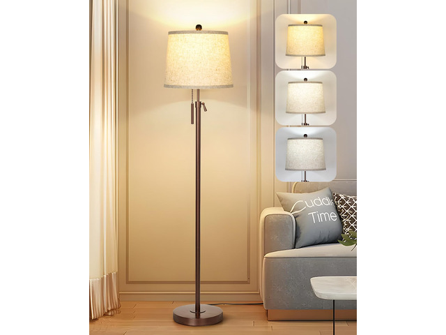 Modern Floor Lamp Adjustable Height Standing Lamp Tall Lamp with 3 Color Temperatures Floor Lamps for Living Room Bedroom Office Beige Shade Bulb...