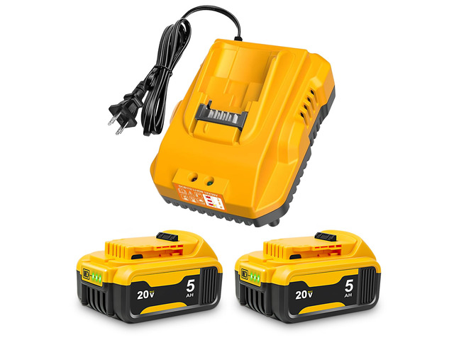 20V Max Battery Replacement 2-Pack Upgraded 5.0Ah for Dewalt Battery - High Capacity with DCB112 Battery Charger Station for DCB200 DCB120