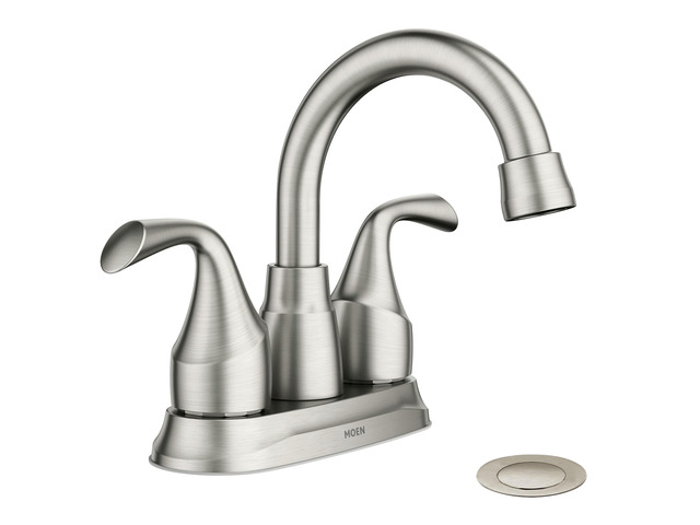 Idora Spot Resist Brushed Nickel Two-Handle Centerset Bathroom Sink Faucet with Drain Assembly, 84115SRN