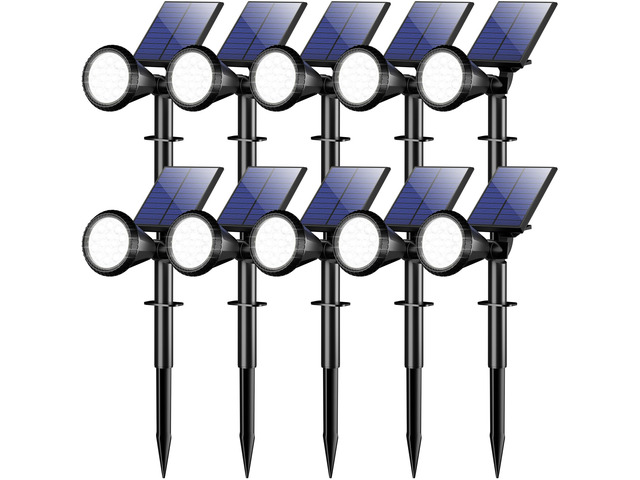 Solar Lights Outdoor Waterproof Flag Spotlights 10 Pack (Cool White) 4 Lighting Modes Solar Powered Landscape lights Auto On/Off, Solar Garden Yard...