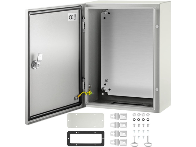 Electrical Enclosure Box, 16'' Ã—12'' Ã—6'', Carbon Steel Hinged Junction Box, IP66 Waterproof & Dustproof, Outdoor Electrical Box, with Mounting Plate