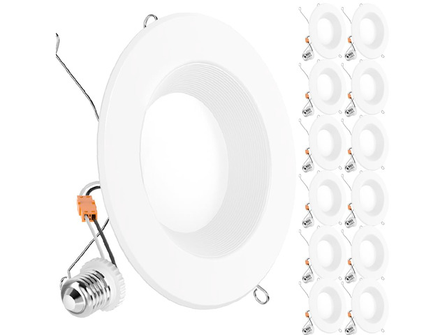 12 Pack 6 Inch Retrofit LED Recessed Lights, 13W=120W 6000K Daylight 965LM, Daylight Deluxe, Baffle Trim, Dimmable, LED Reftrofit Ceiling...