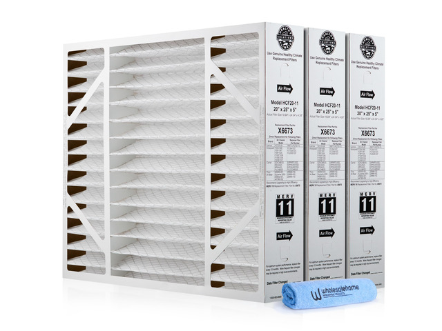 Lennox X6673 20x25x5 Air Filter MERV 11 HVAC AC Furnace Filters, Lennox Filter for Home with Cleaning Cloth, 3-Pack (Actual Size: 19.75 x 24.75 x...