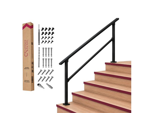 Fence & Rail Hand Rails for Outdoor Steps, 5 Step Handrail & Indoor Stair Railing Kit, Railings for Outdoor Steps and Hand Rails for Seniors for...