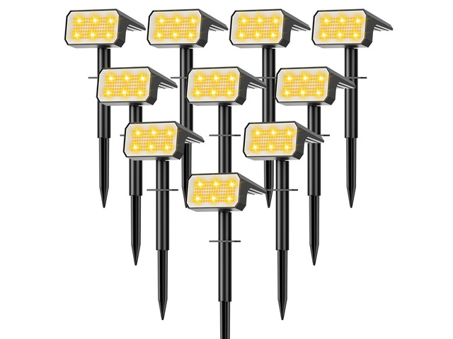 Solar Spot Lights Outdoor Waterproof, 10 Pack, 118 LED Warm White IP67, 4 Modes Auto On/Off, Solar Powered Spotlights for Yard Garden Landscape...